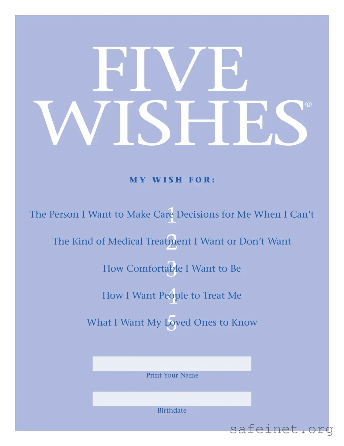 Blank 5 Wishes Document Template