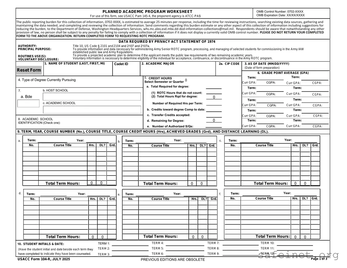Blank 104 R Template