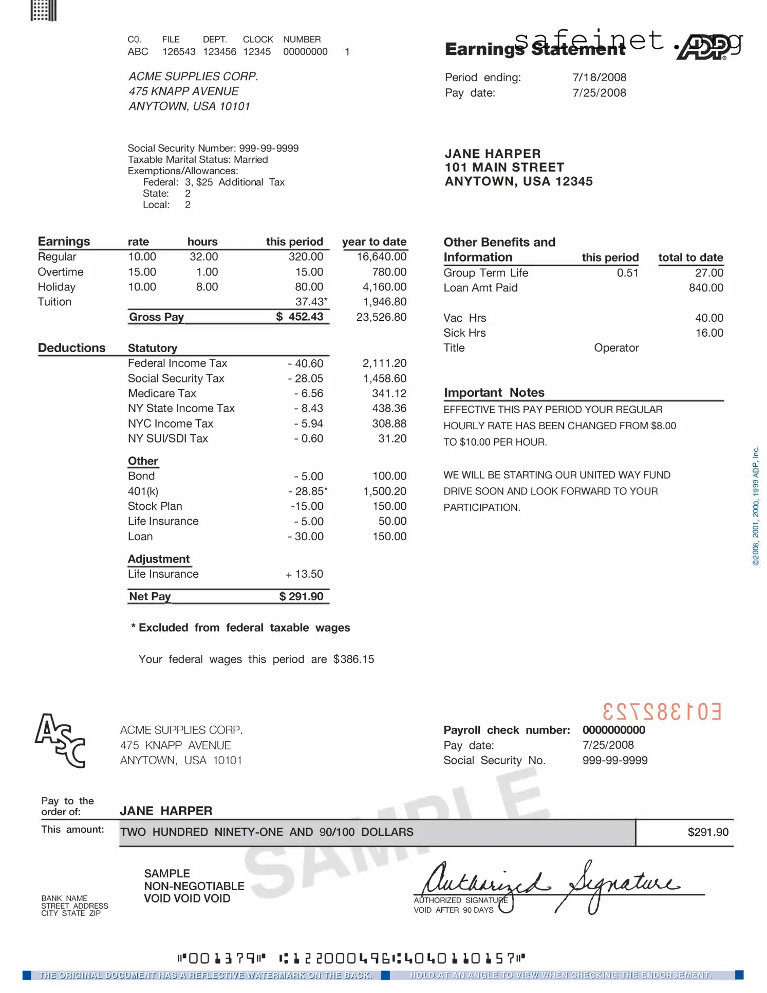 Blank Adp Pay Stub Template
