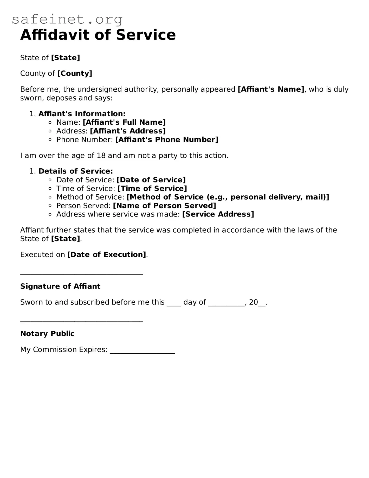 Official Affidavit of Service Document