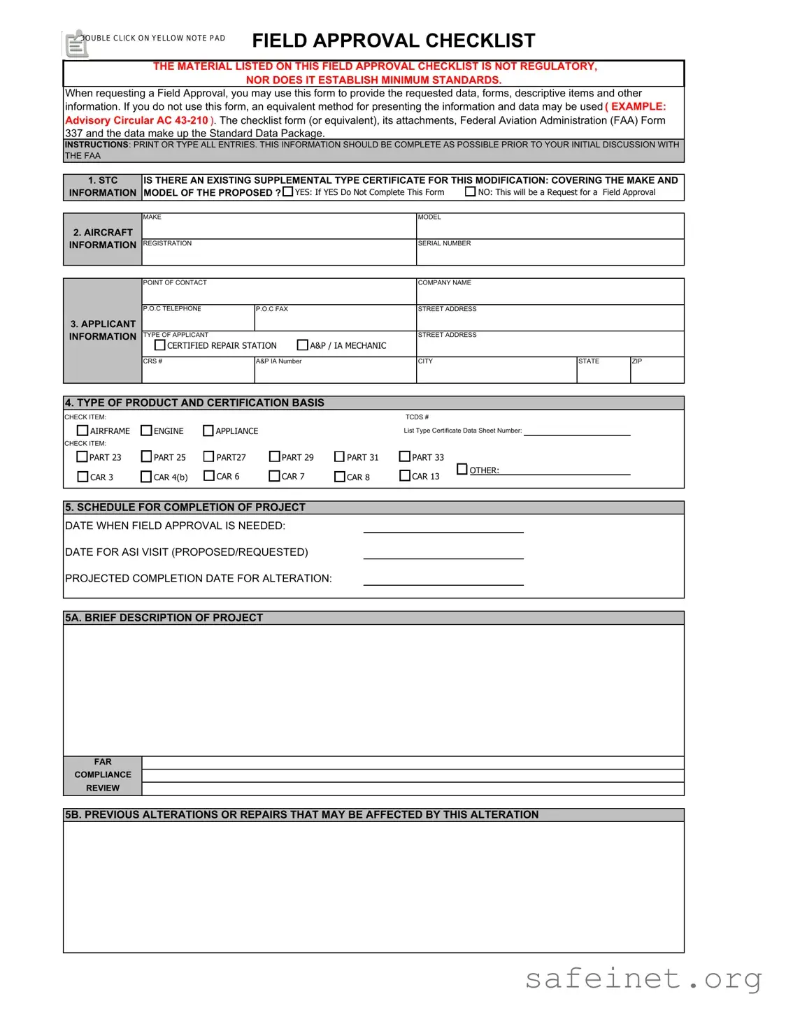 Blank Field Approval Checklist Template