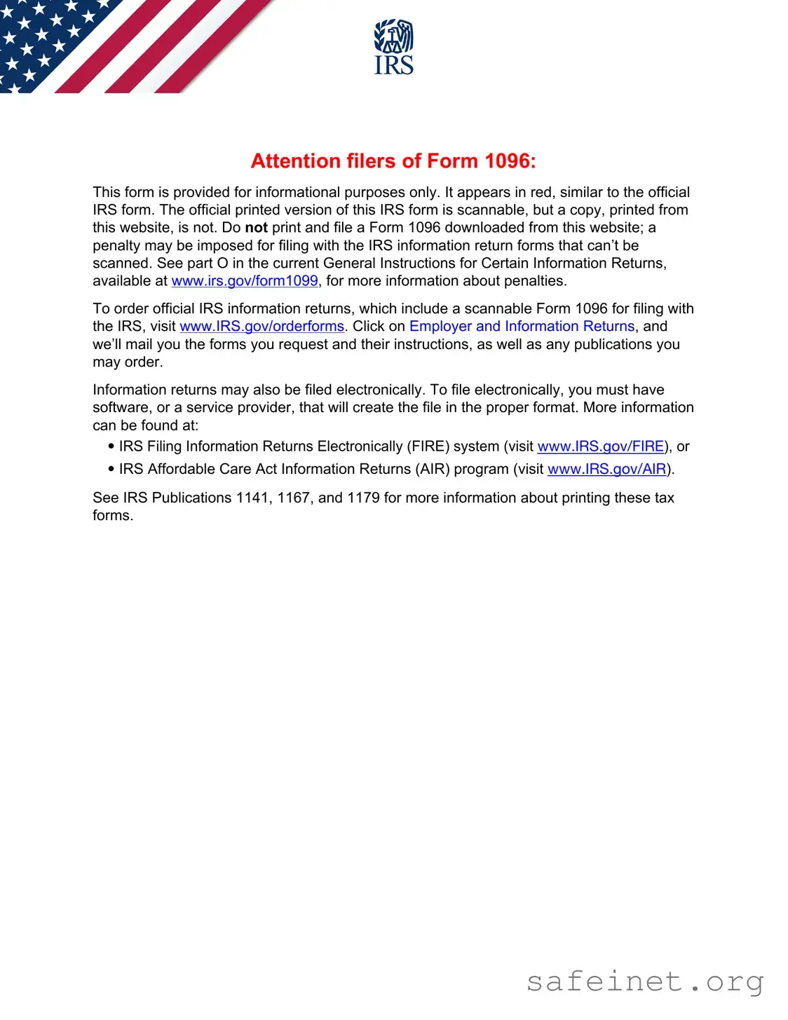 Blank IRS 1096 Template