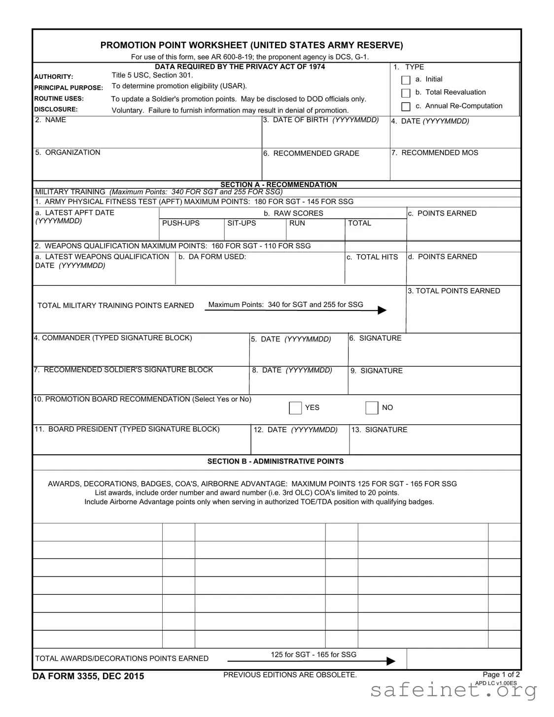 Blank Da 3355 Template