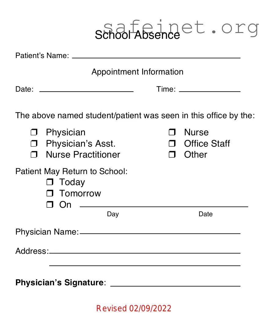 Blank School Absence Template
