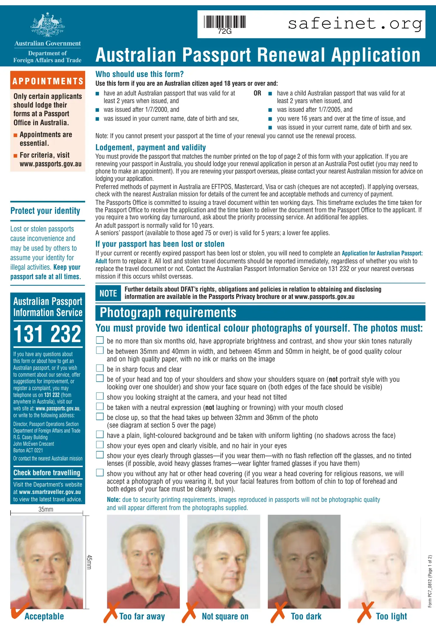 Blank Australian Passport Renewal Form SafeInet