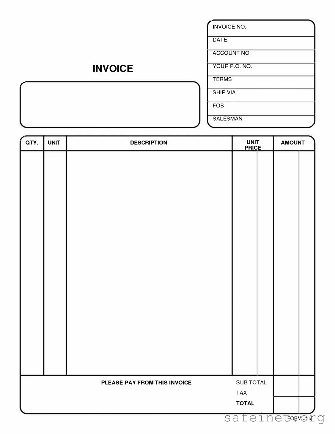 Blank Free And Invoice Pdf Template