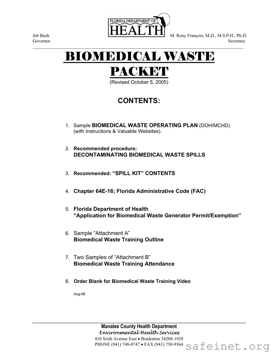 Blank Biomedical Waste Operating Plan Template
