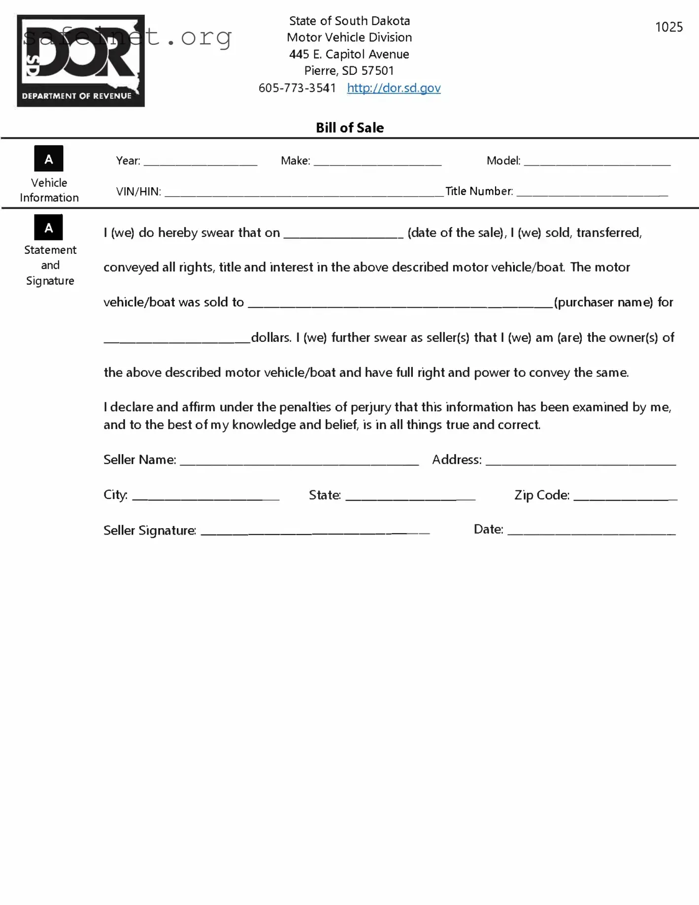 Blank BOS 1025 Template
