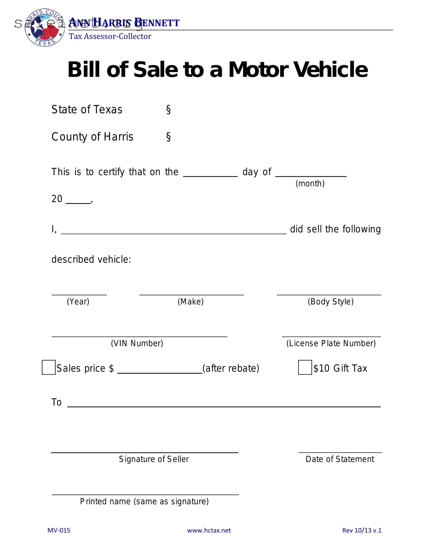 Blank BOS MV-015 Template
