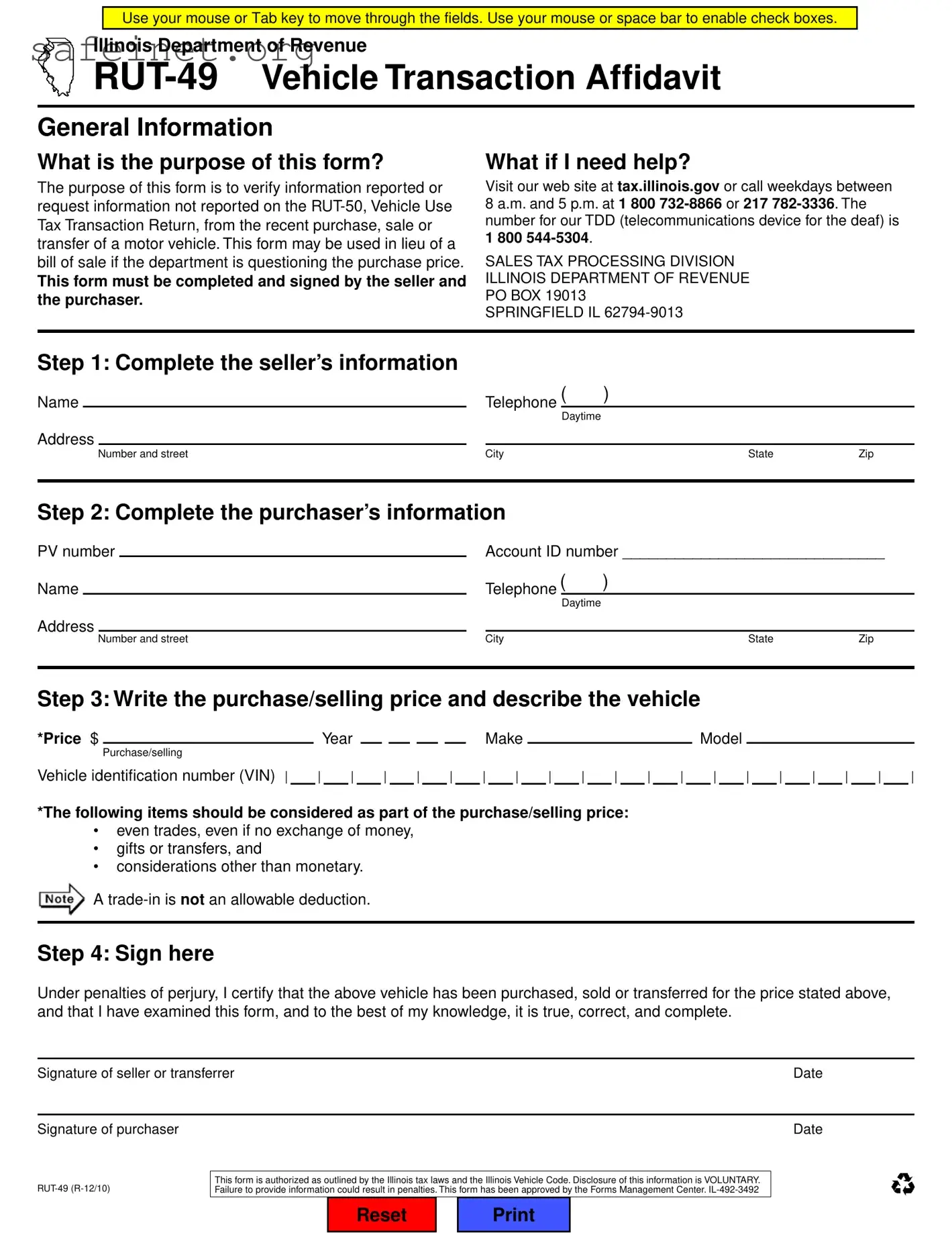 Blank BOS RUT-49 Template