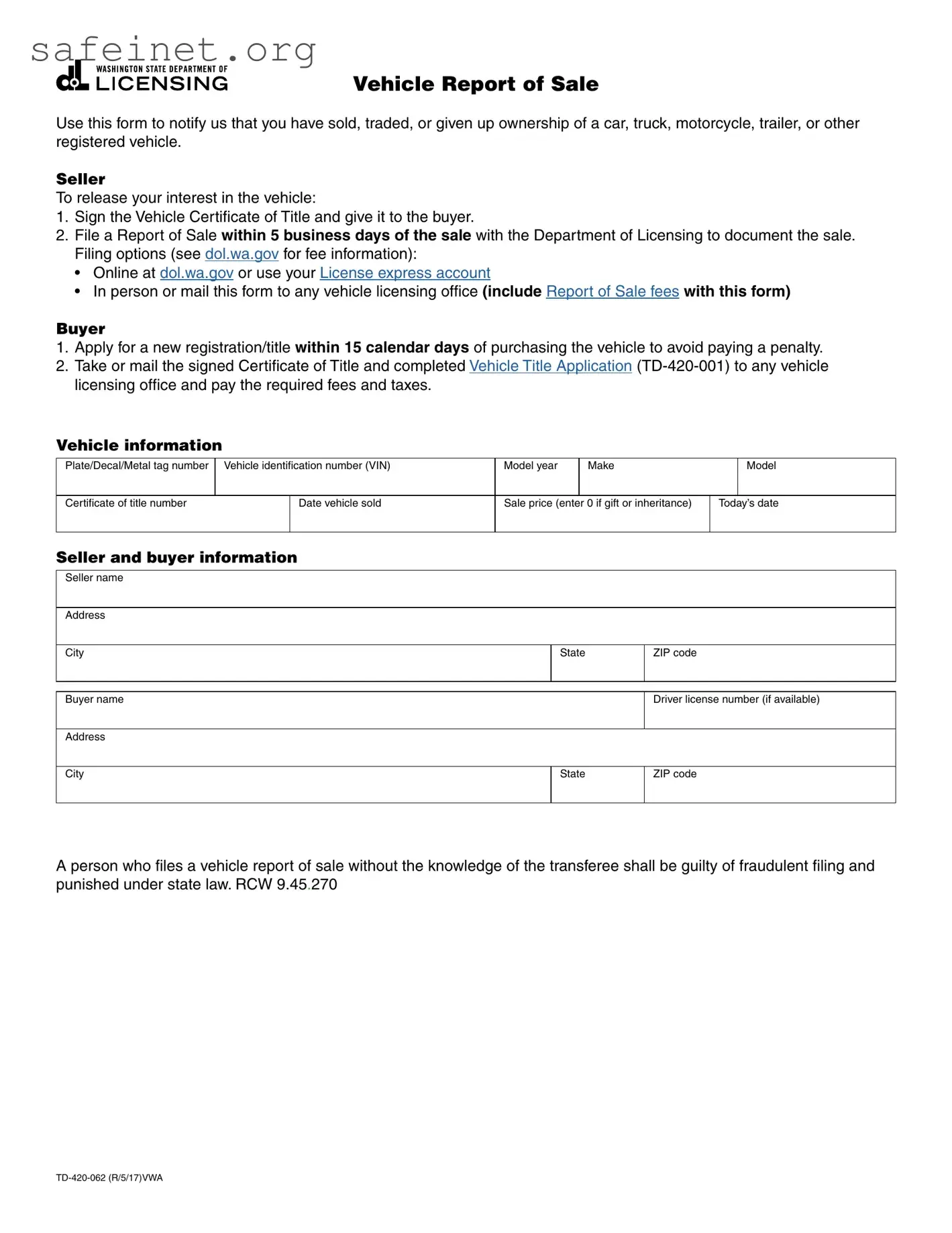 Blank BOS TD-420-062 Template