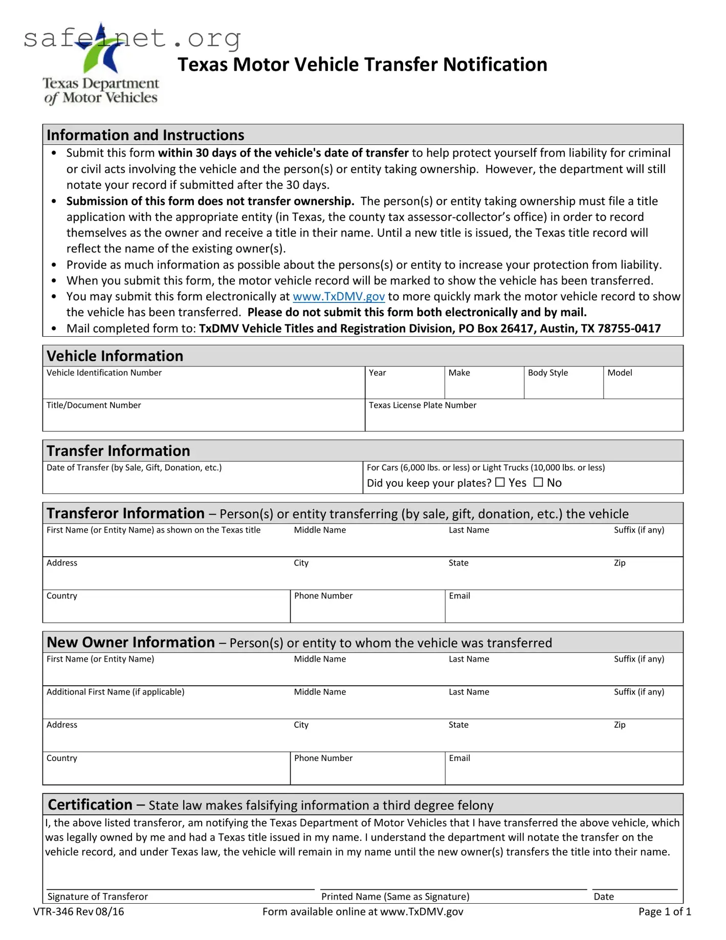Blank BOS VTR-346 Template