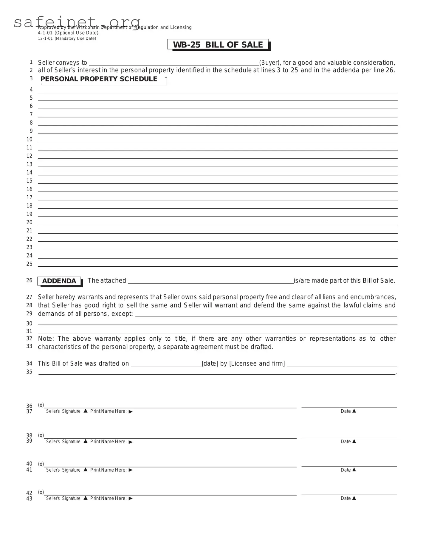 Blank BOS WB-25 Template