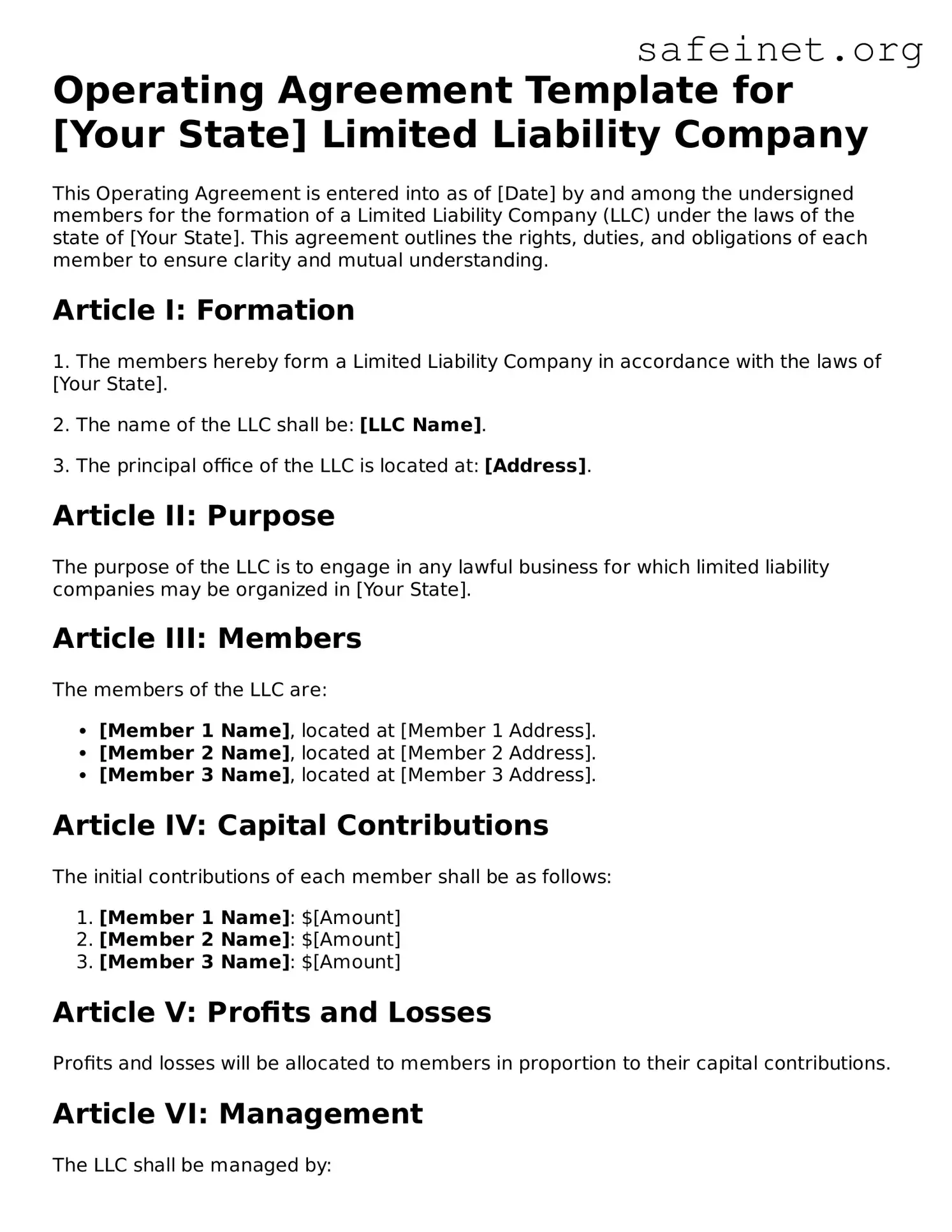 Official Operating Agreement Document