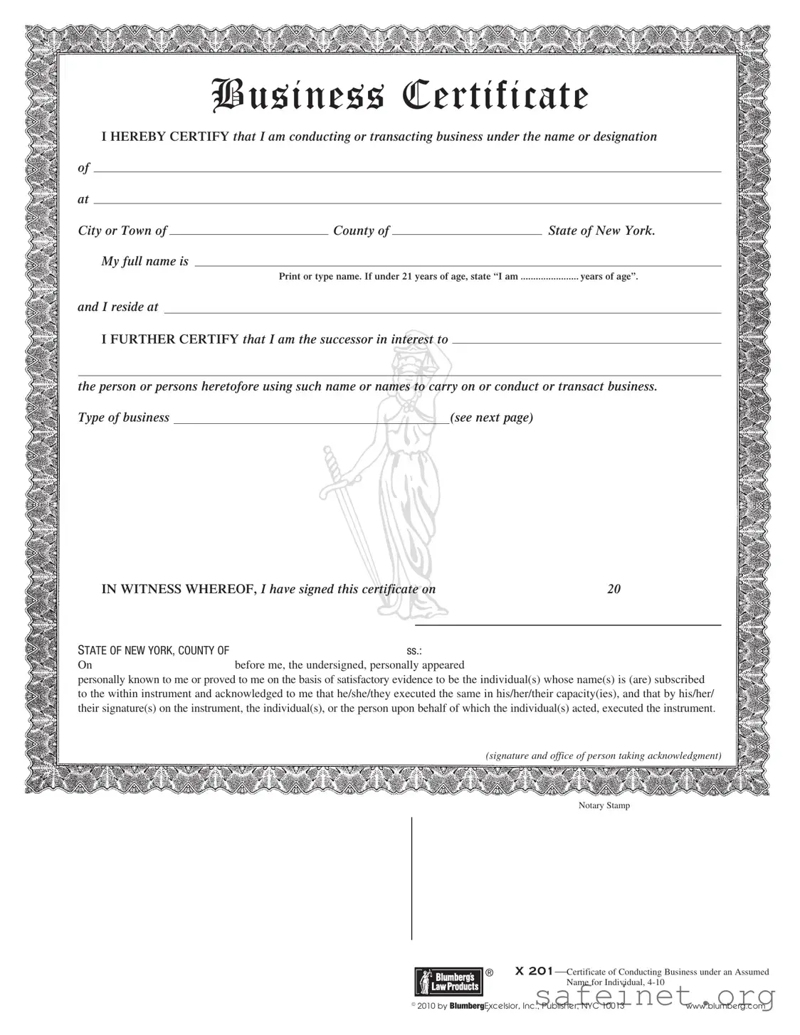 Blank Business Certificate Template