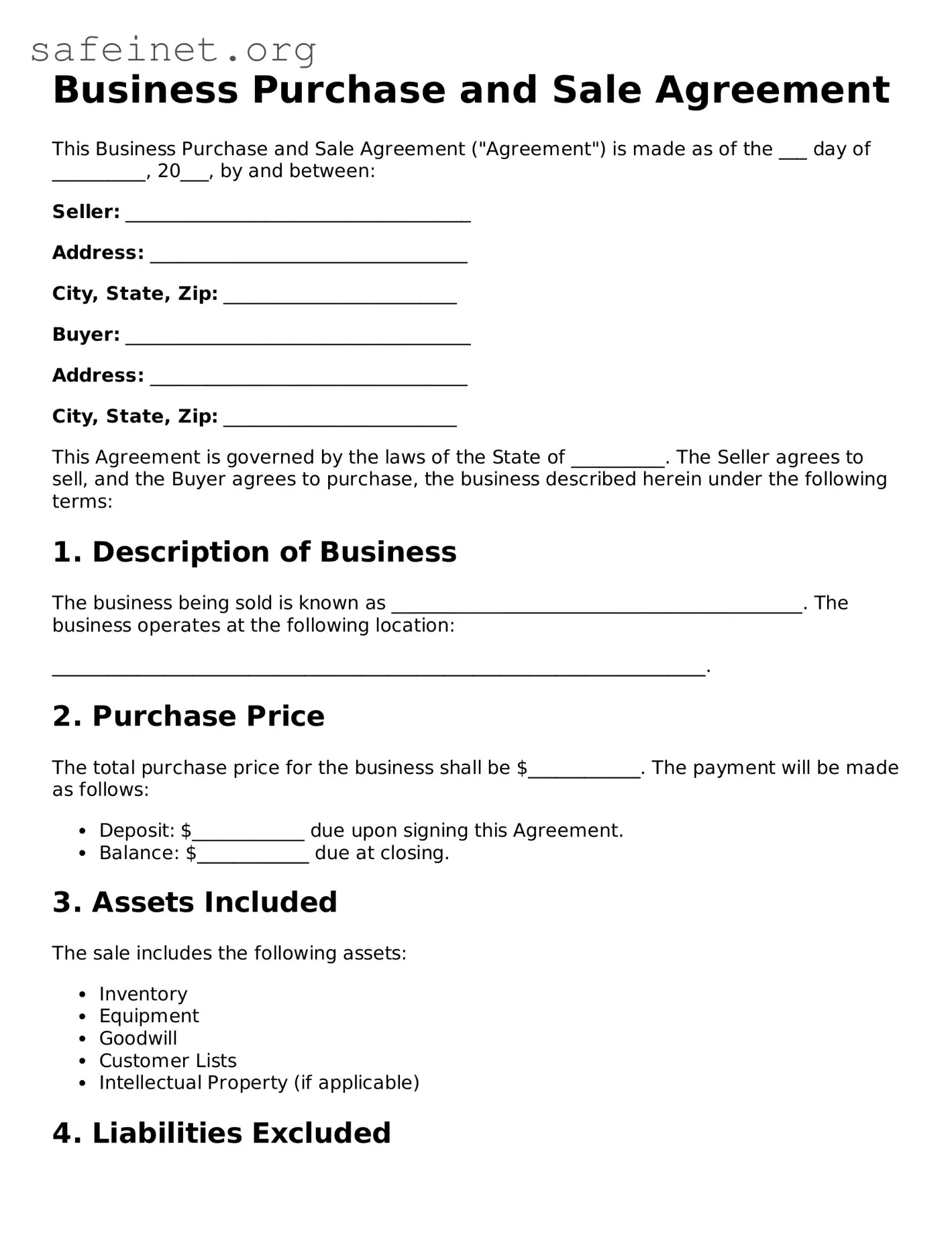 Official Business Purchase and Sale Agreement Document