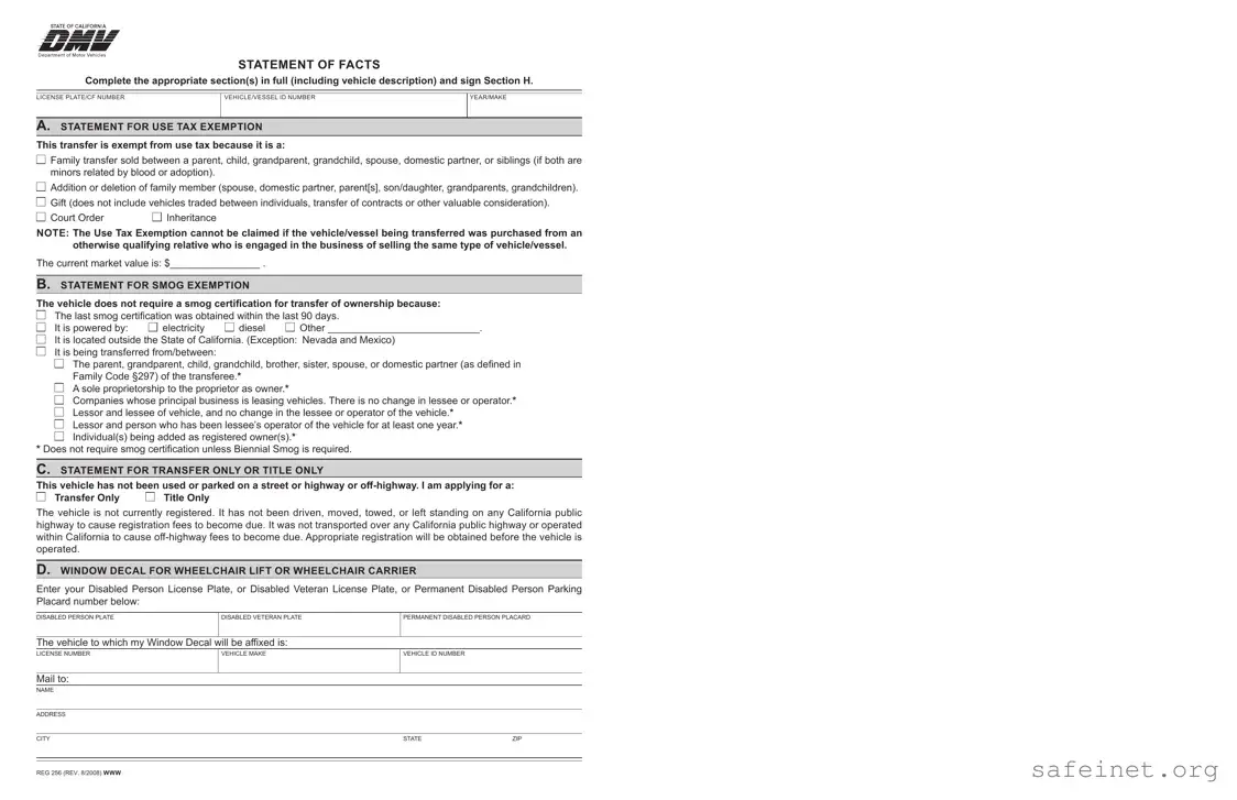 Blank Dmv Reg 256 Template