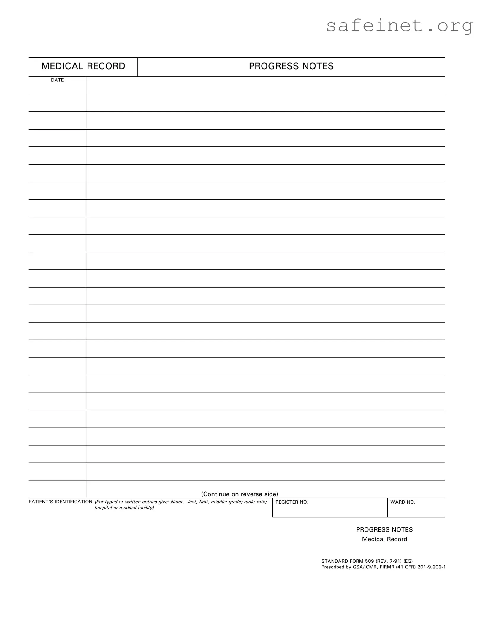 Blank Progress Notes Template
