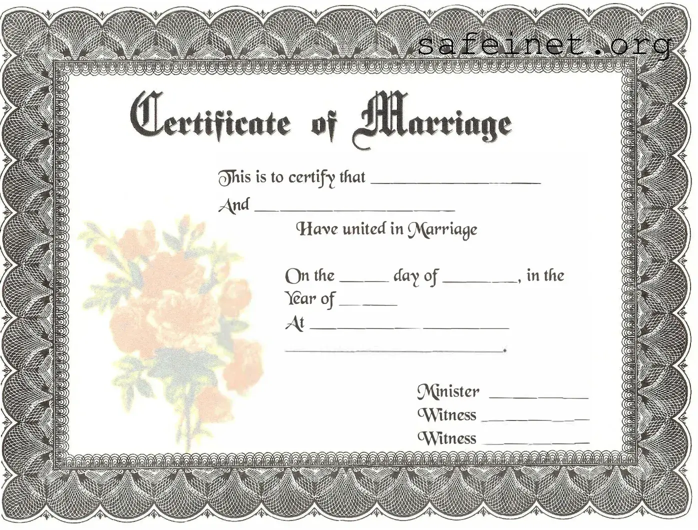 Blank Marriage Certificate Template