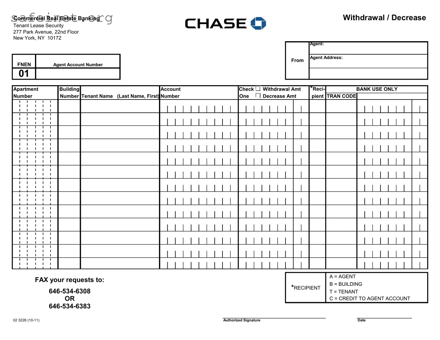 Blank Chase Withdrawal Slips Template