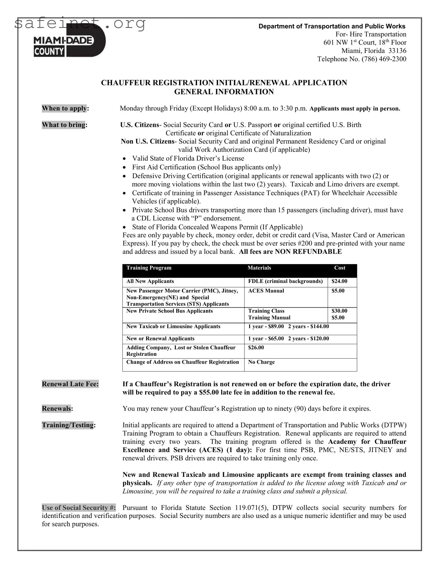 Blank Chauffeur Registration Template