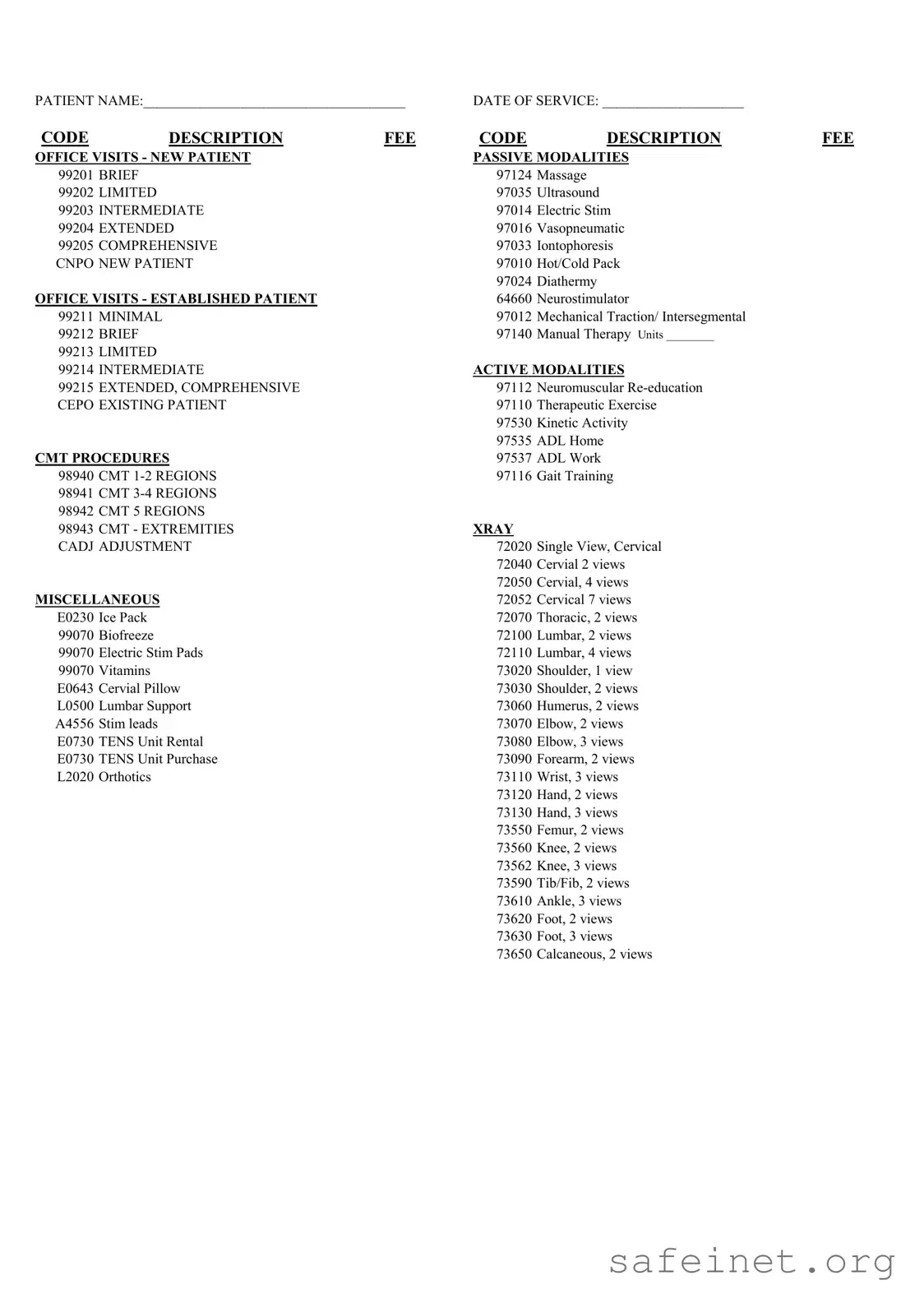 Blank Chiropractic Superbill Template
