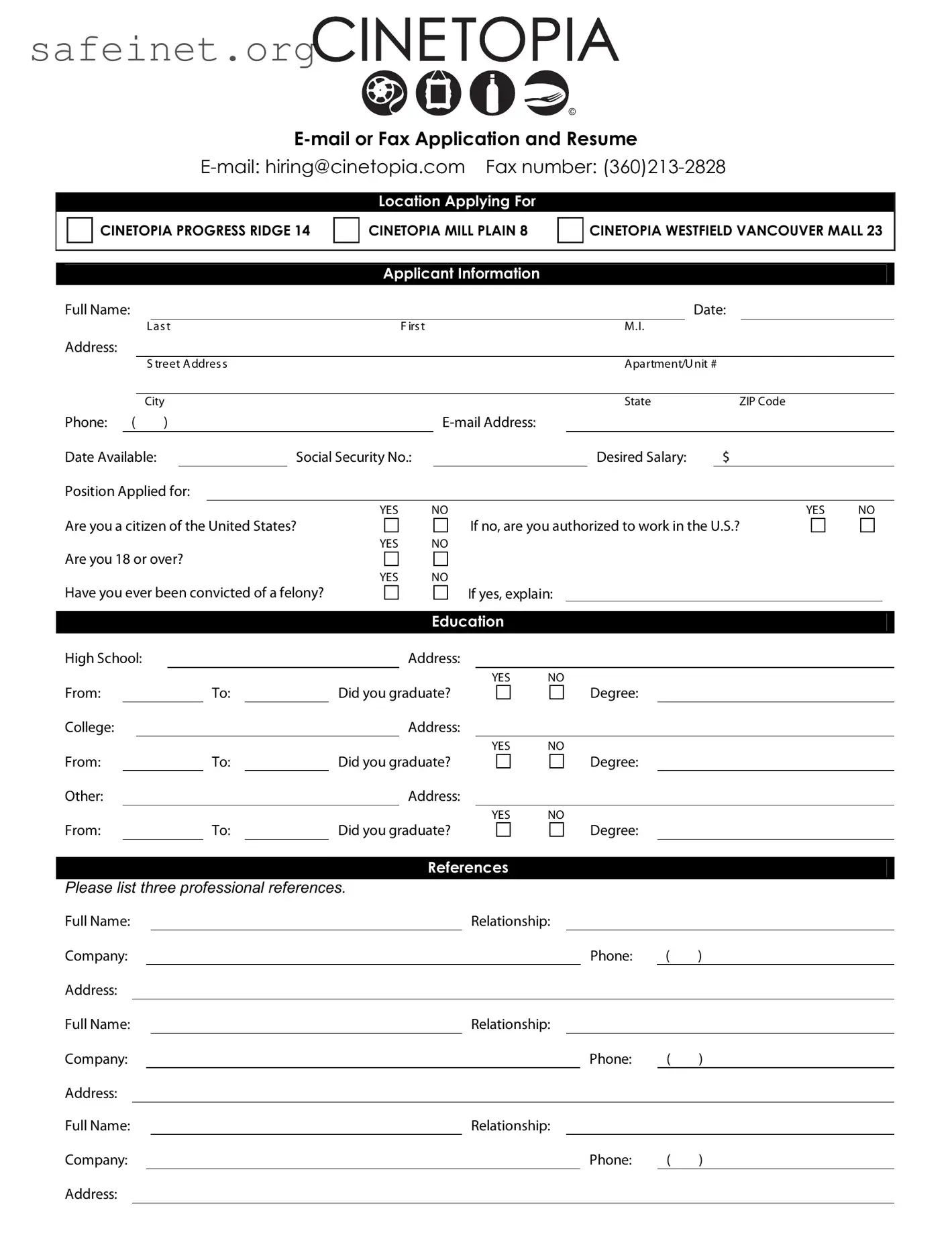 Blank Cinetopia Application Template