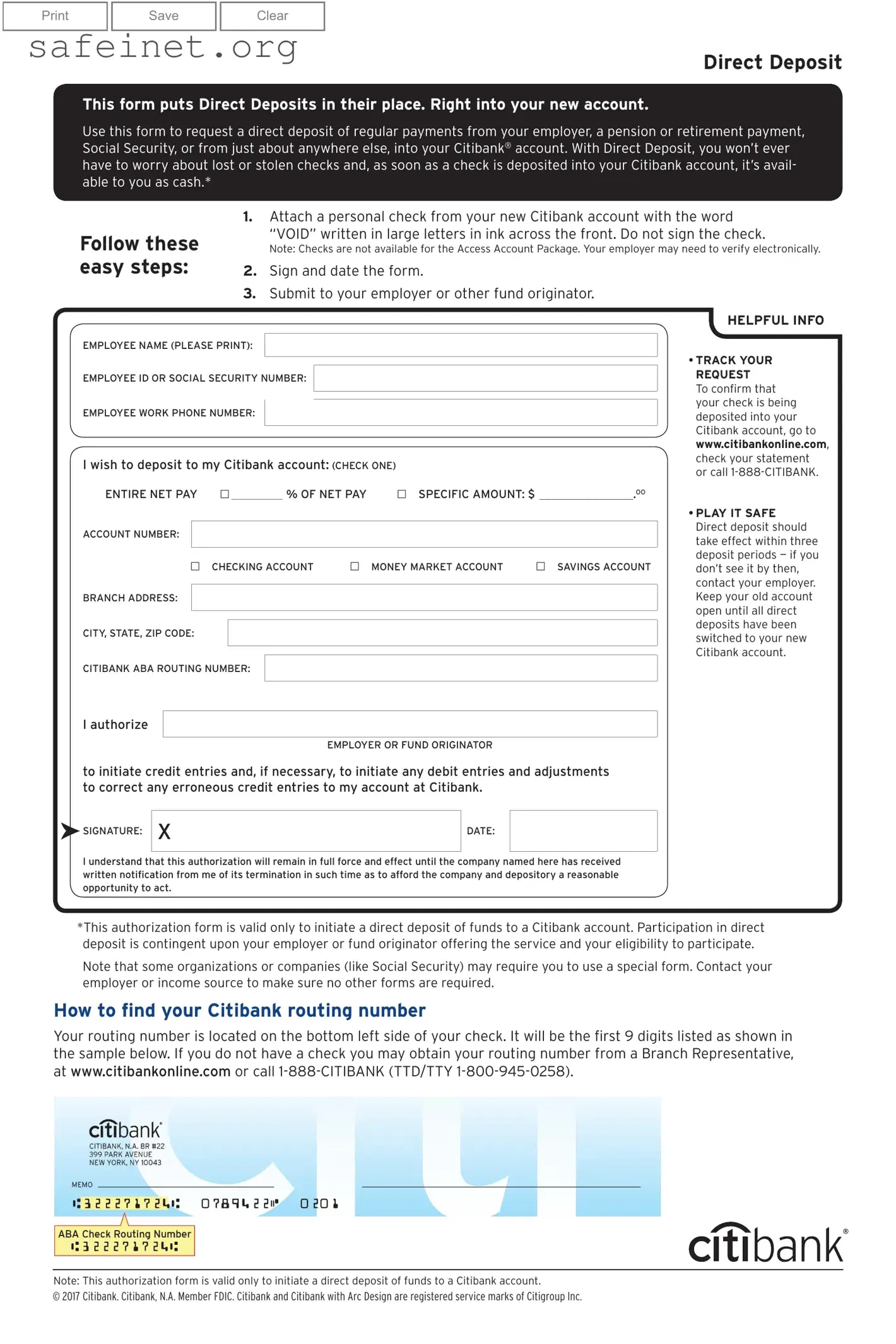 Blank Citibank Payroll Account Template