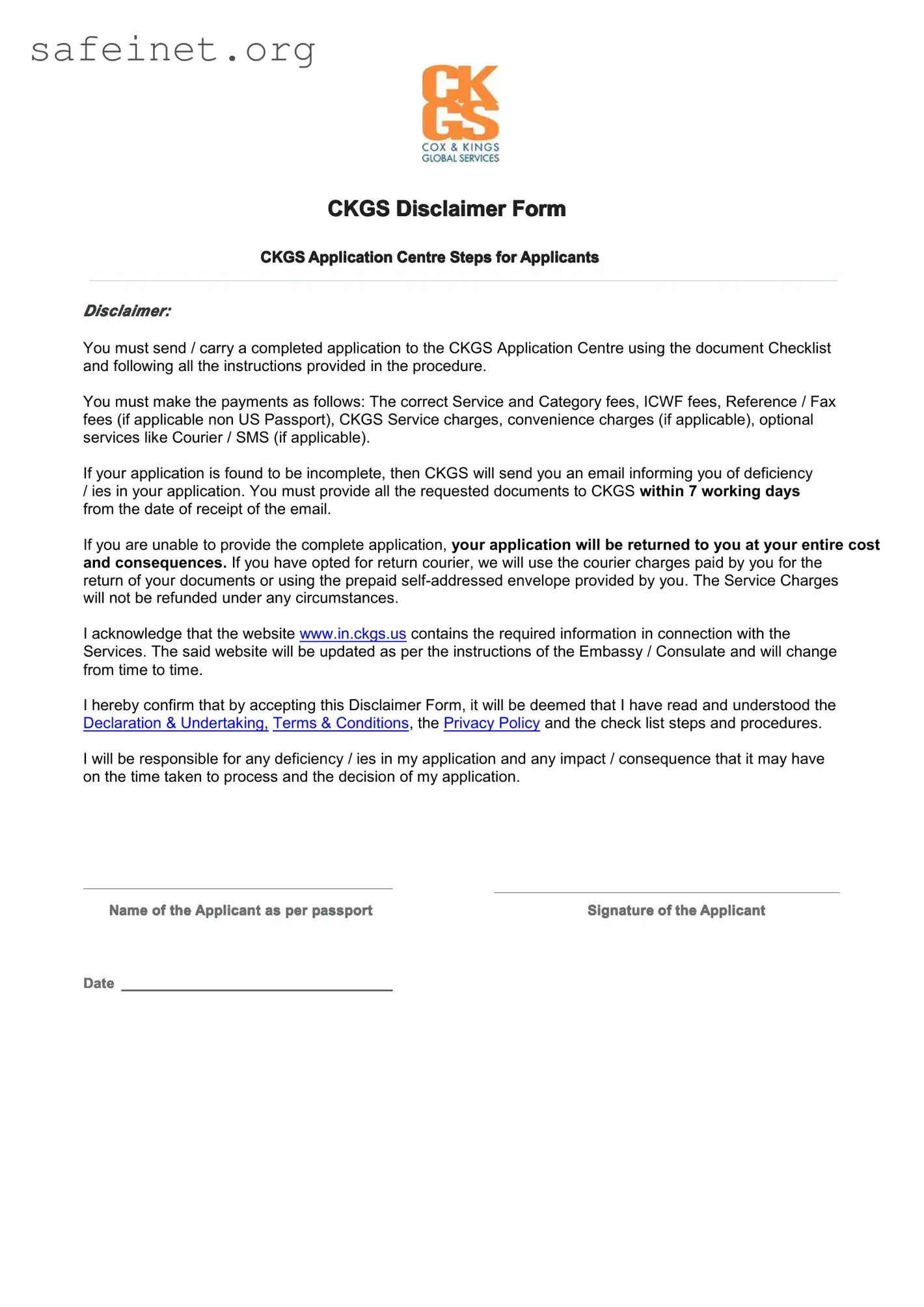 Blank Ckgs Disclaimer Template