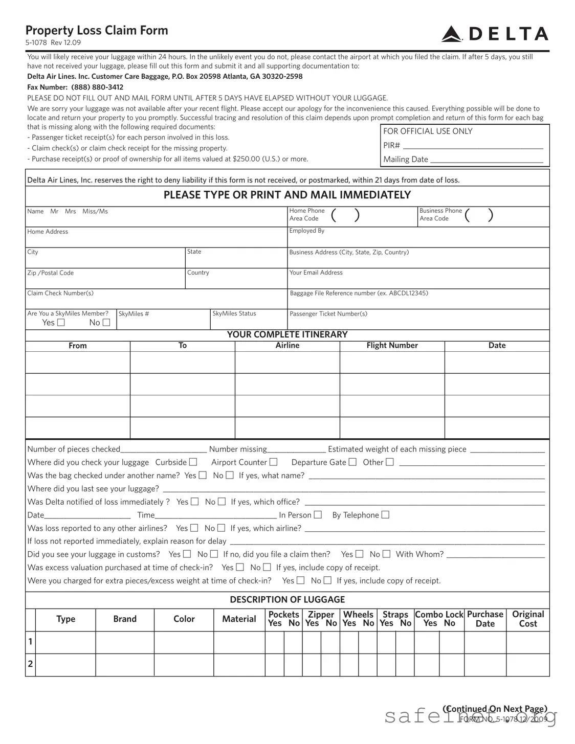 Blank Delta Property Template