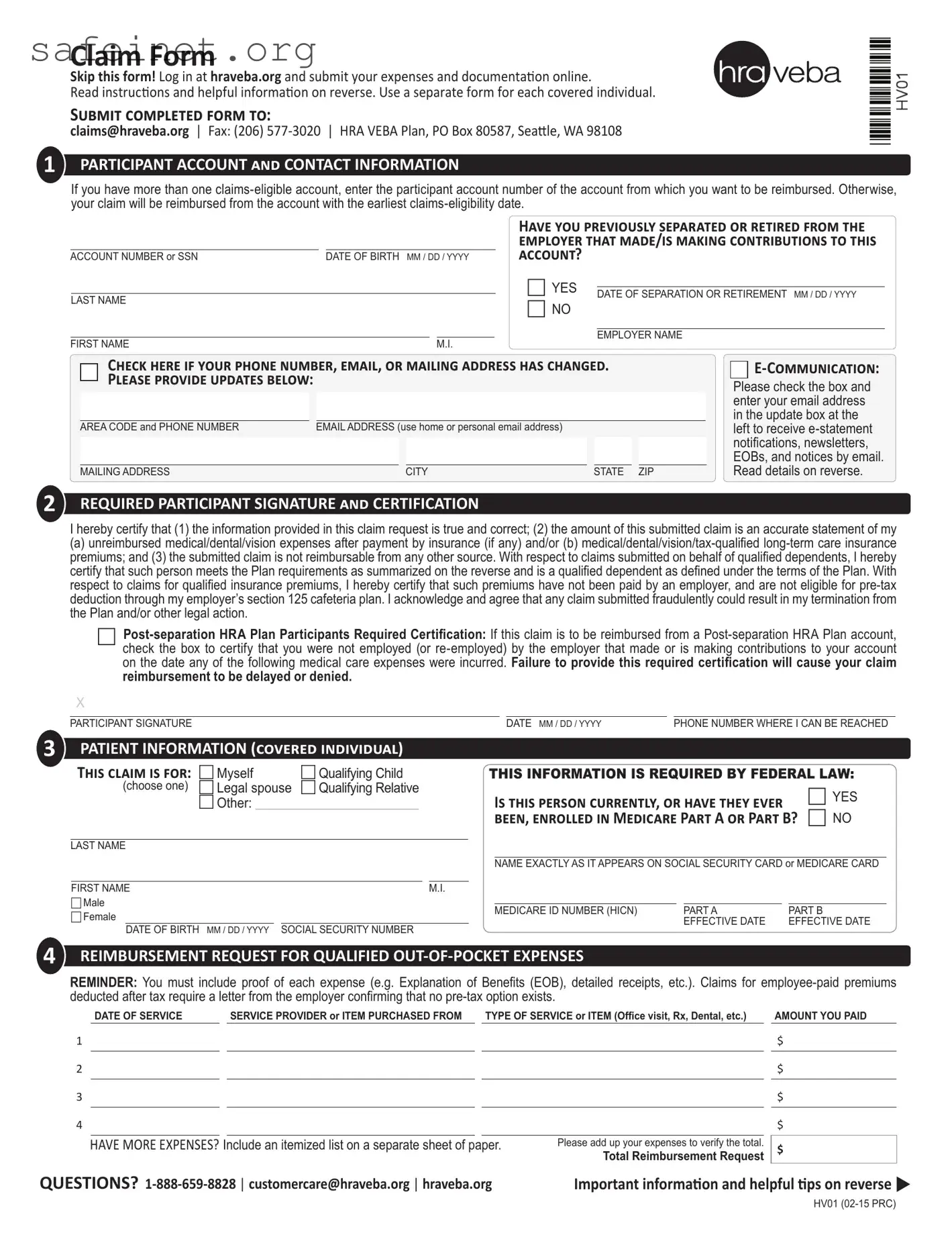 Blank Claim Hv01 Template