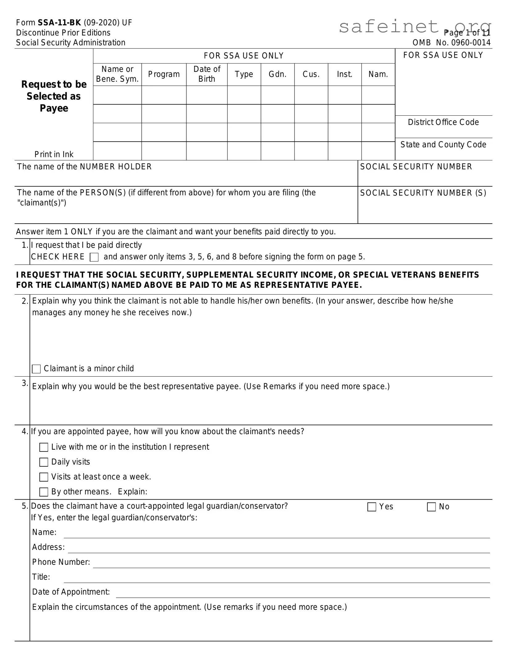 Blank Ssa 11 Template