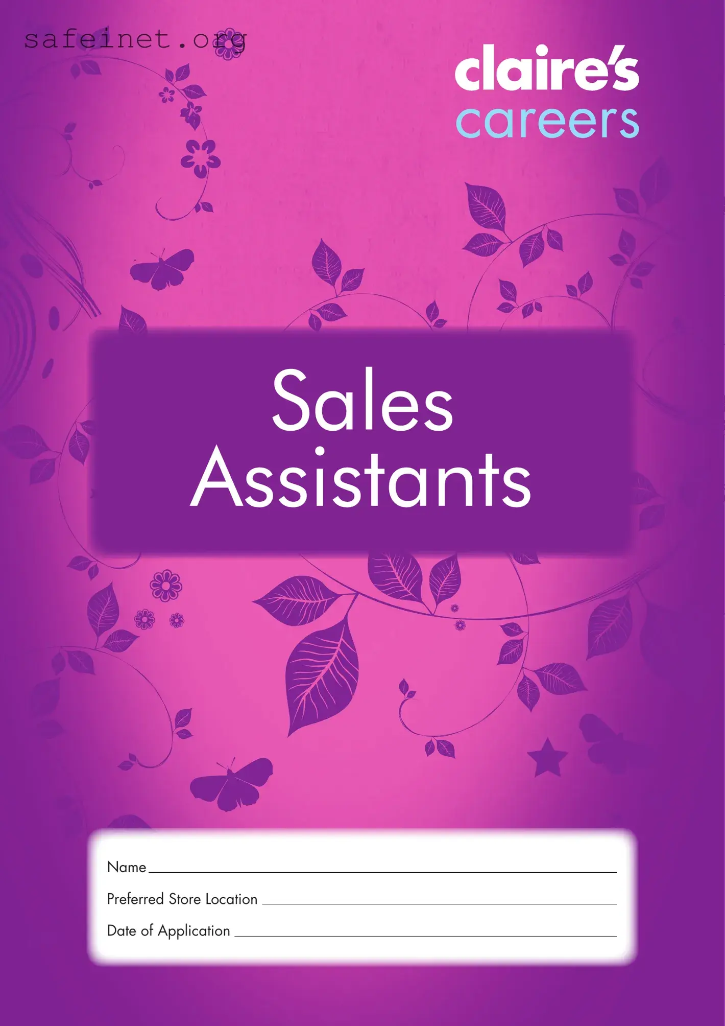 Blank Claires Employment Application Template