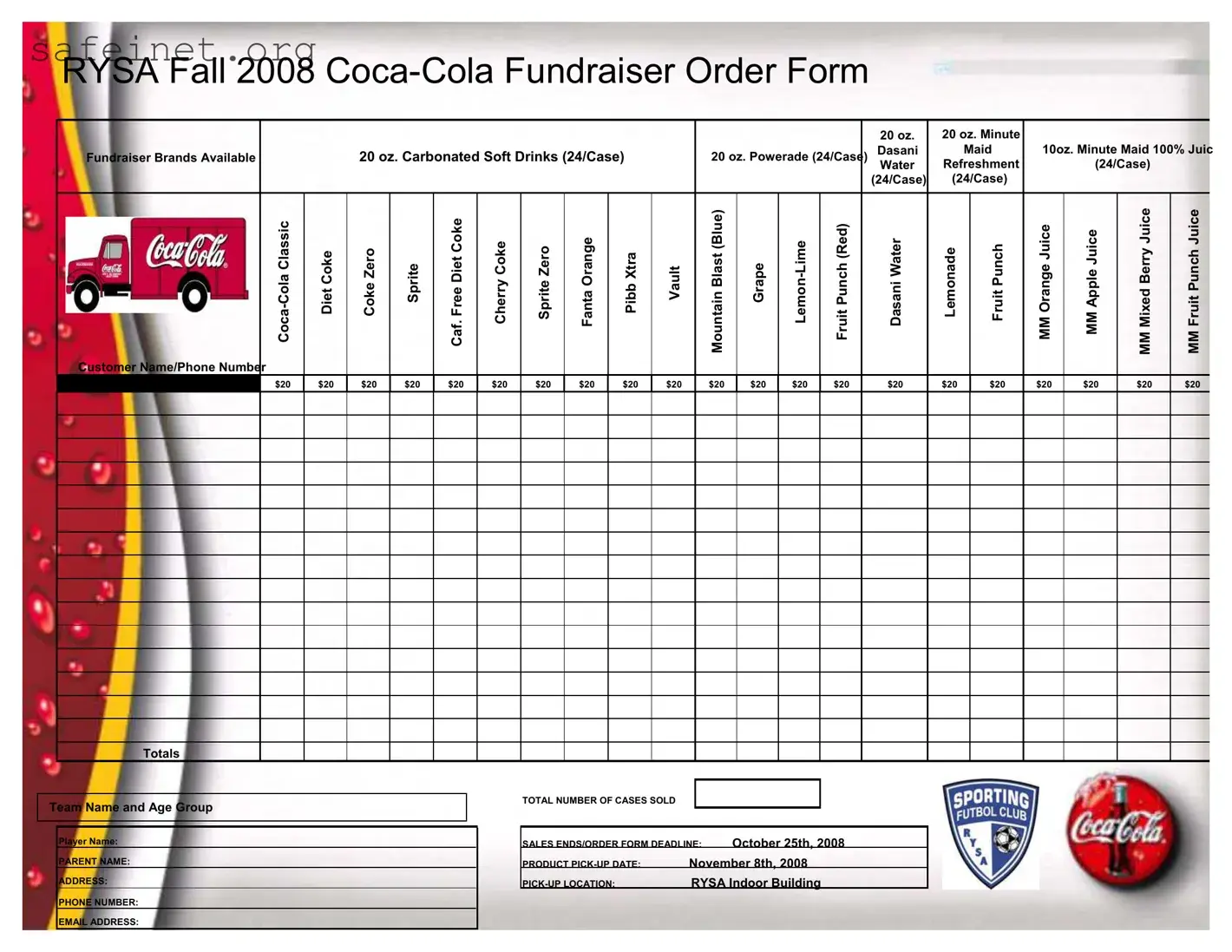 Blank Coca Cola Fundraiser Template