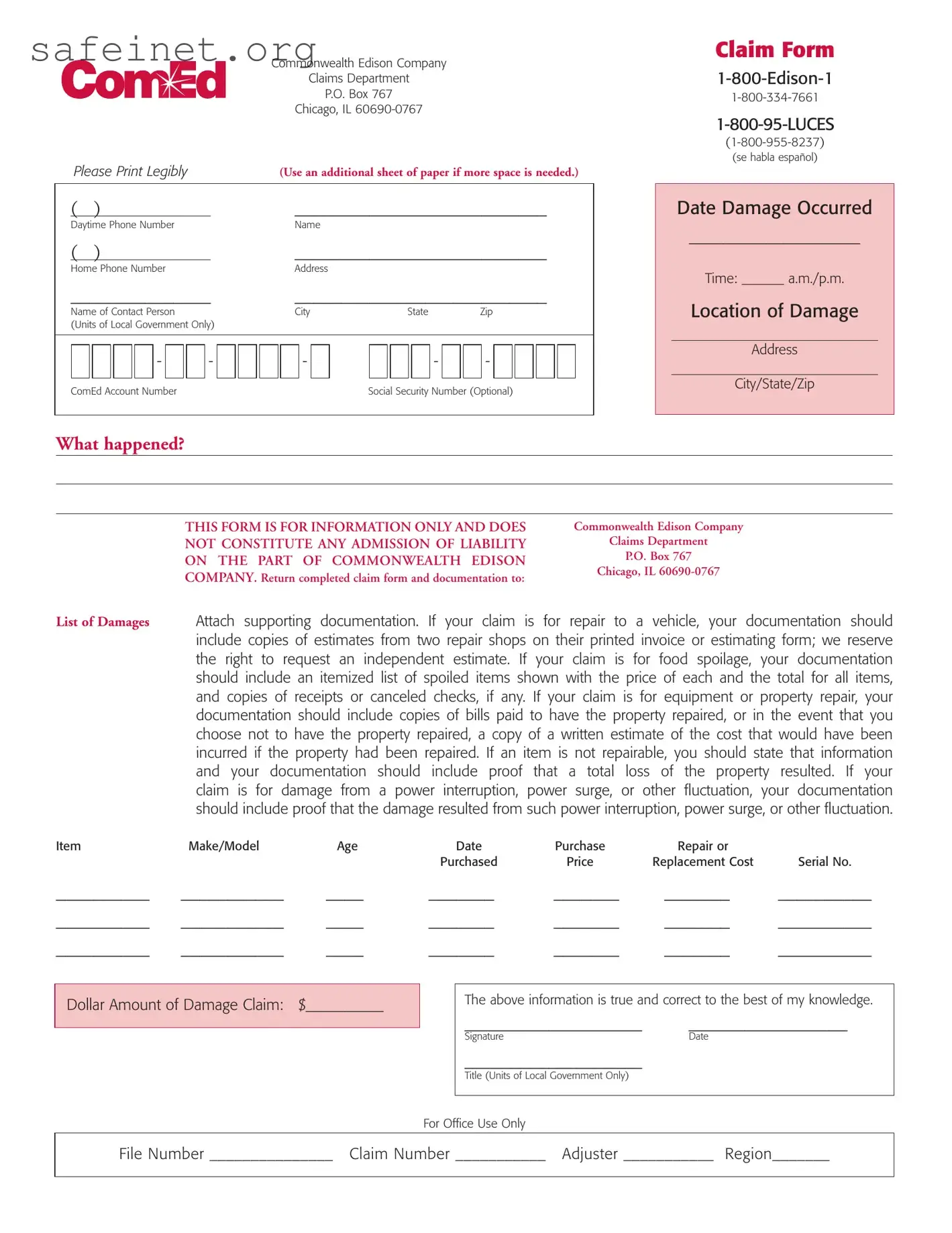 Blank Comed 1800 Template