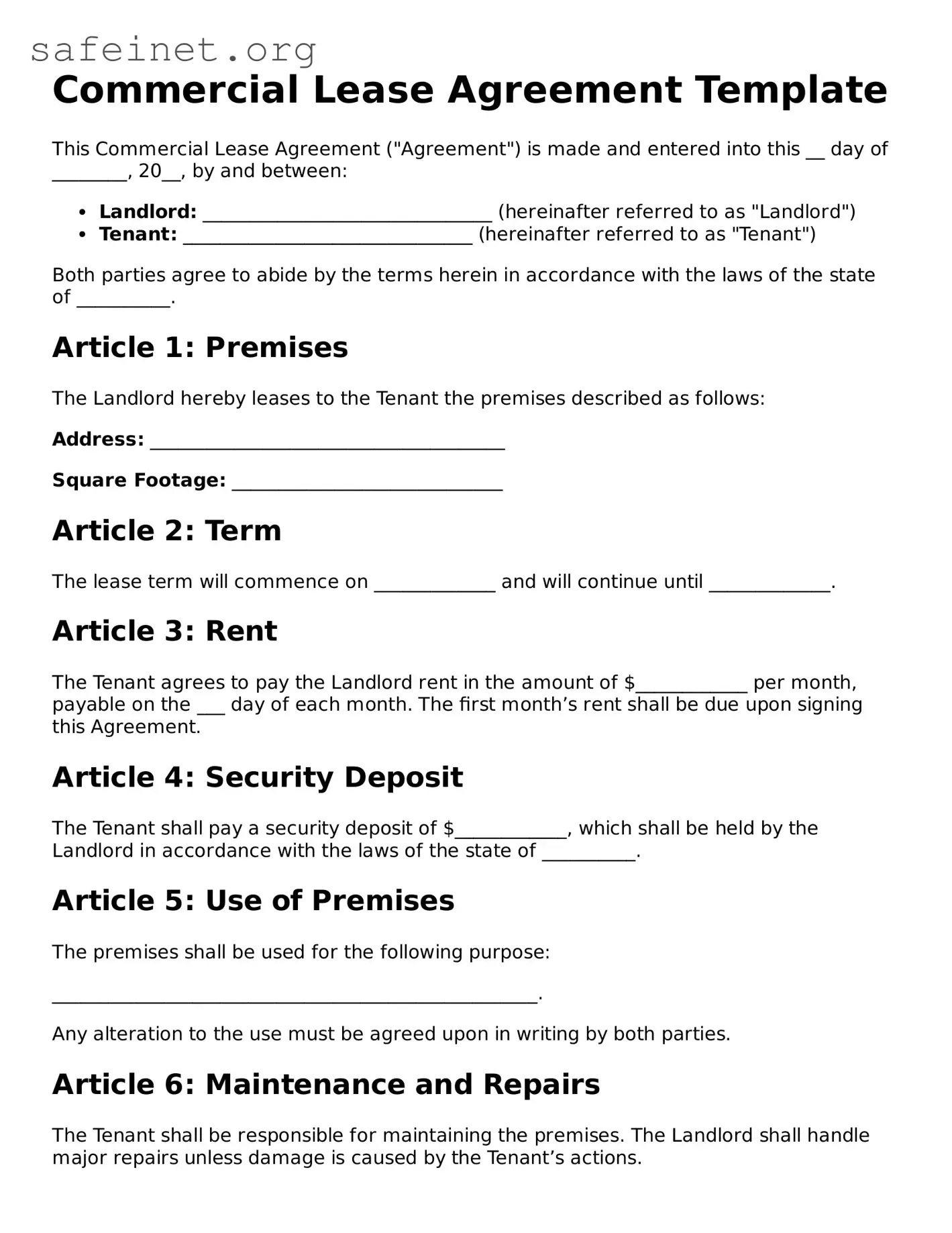 Official Commercial Lease Agreement Document