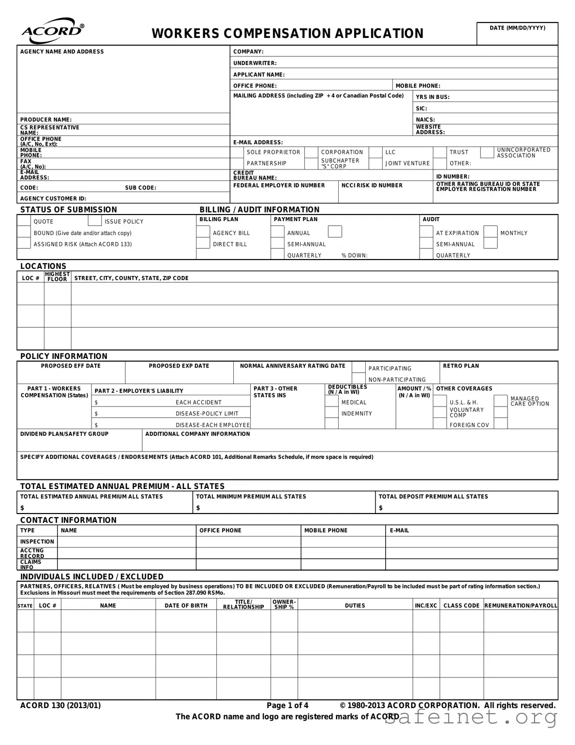 Blank Acord 130 Template