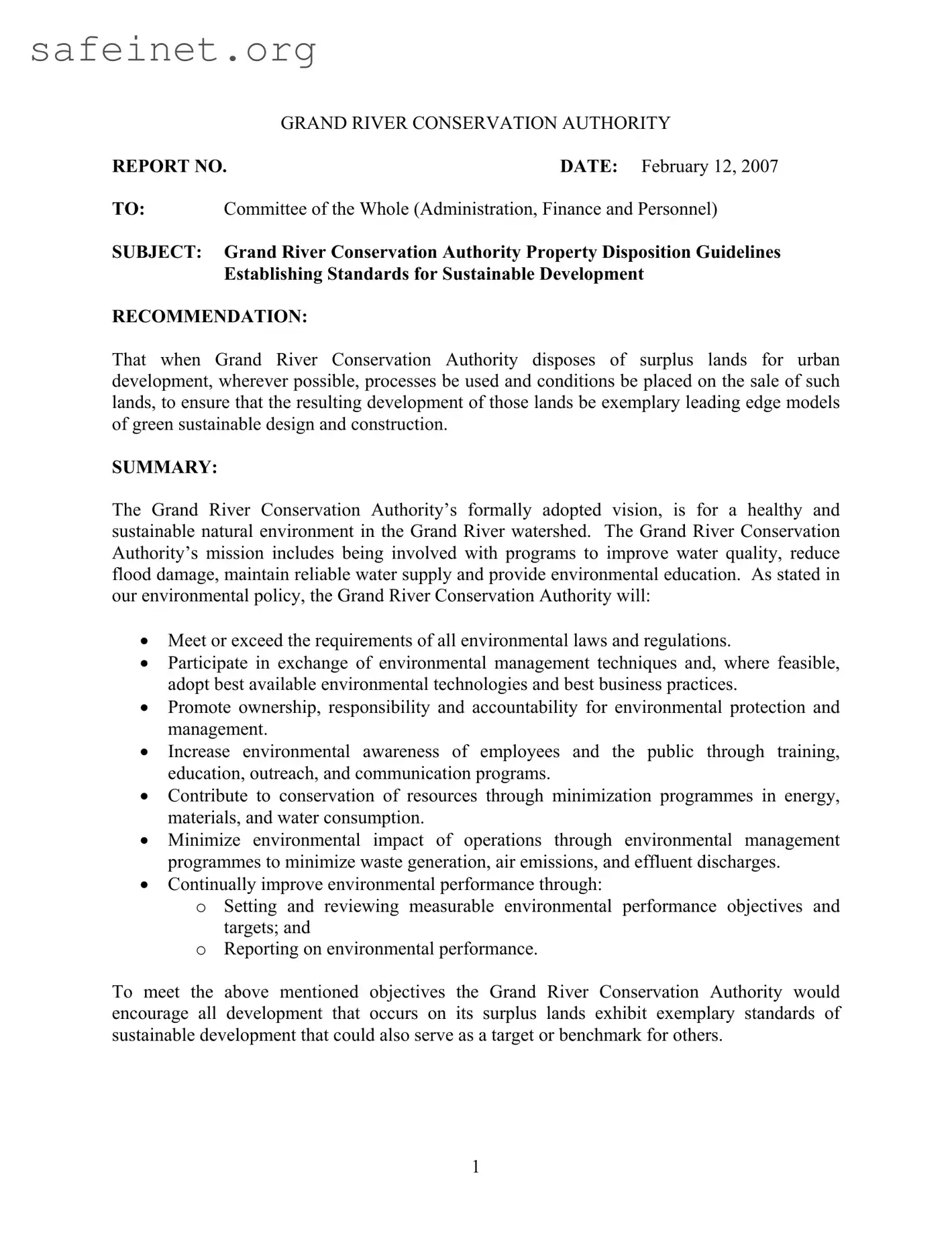 Blank Conservation Authority Report Template