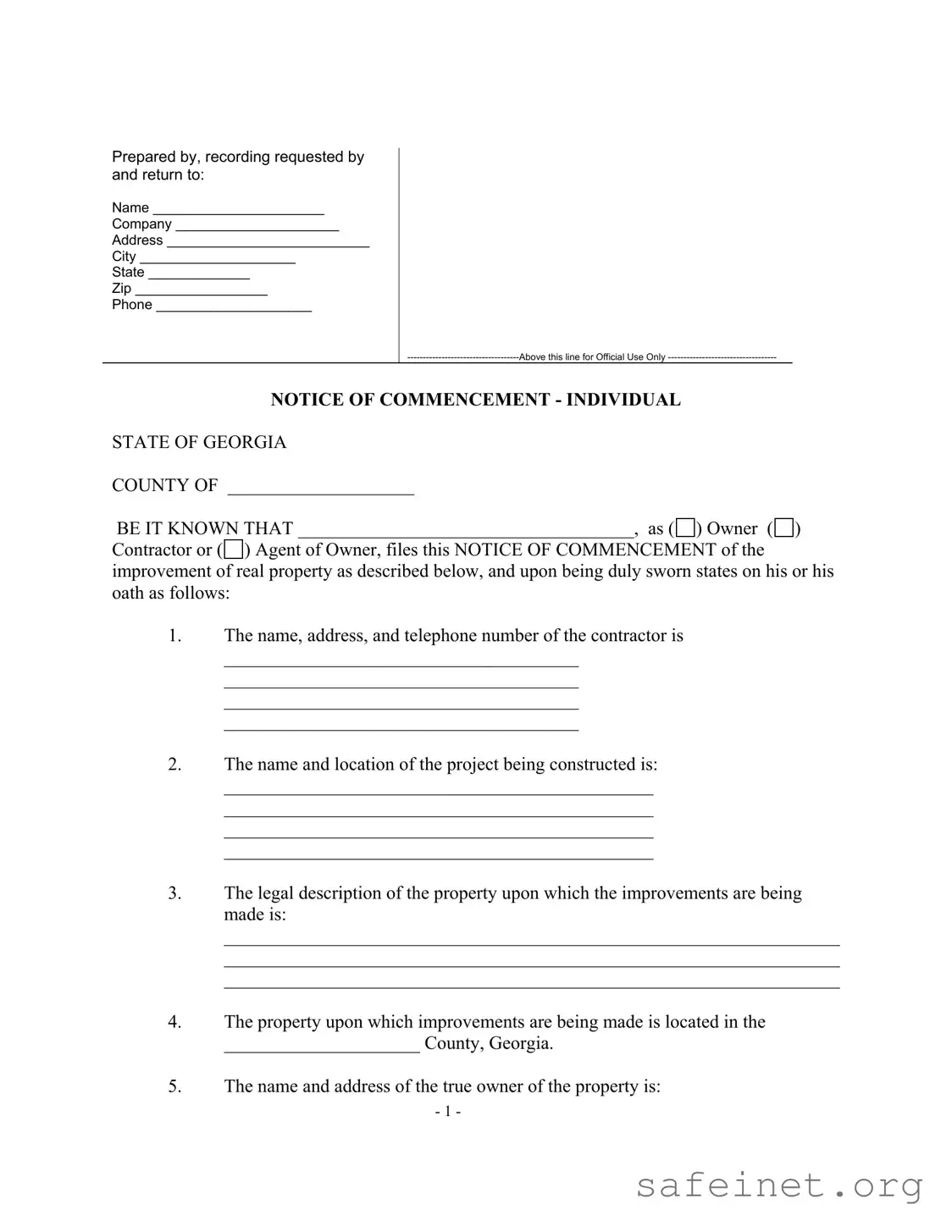 Blank Georgia Notice Template