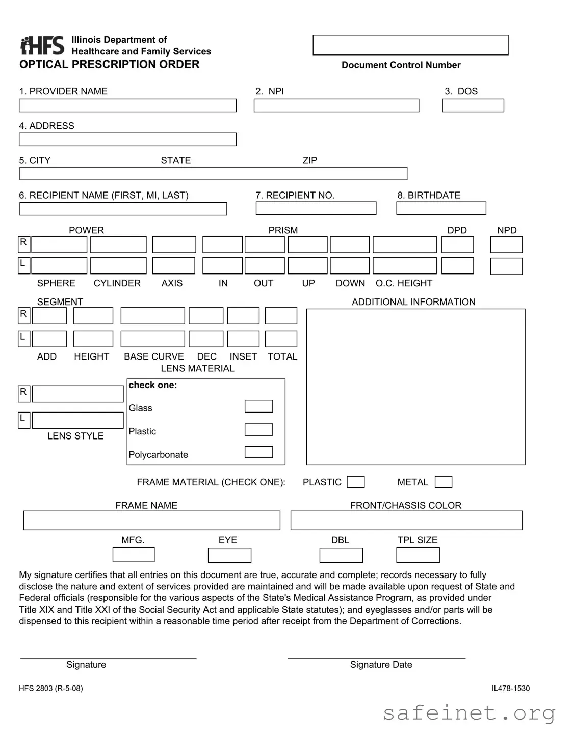 Blank Contact Lense Prescription Template