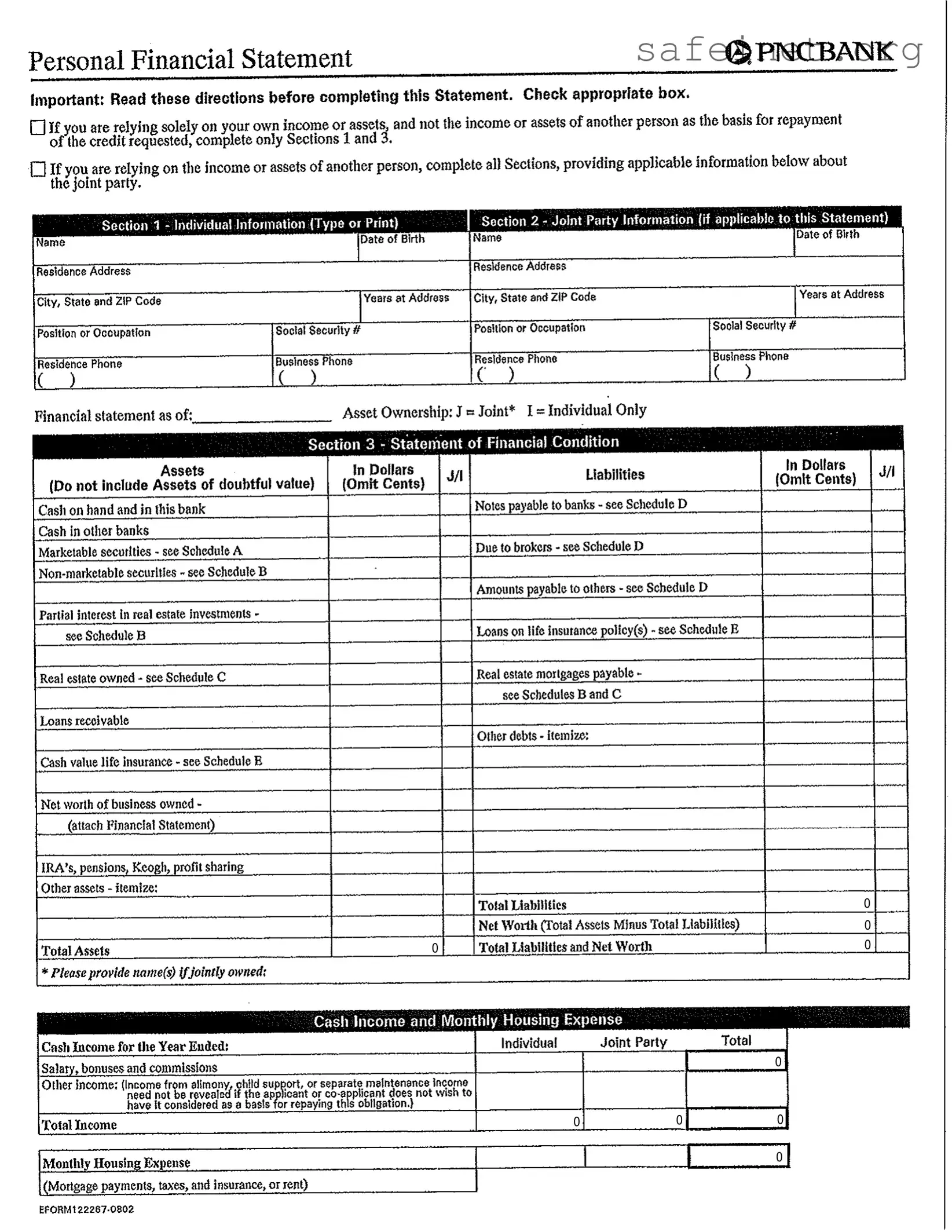 Blank Pnc Bank Statement Template