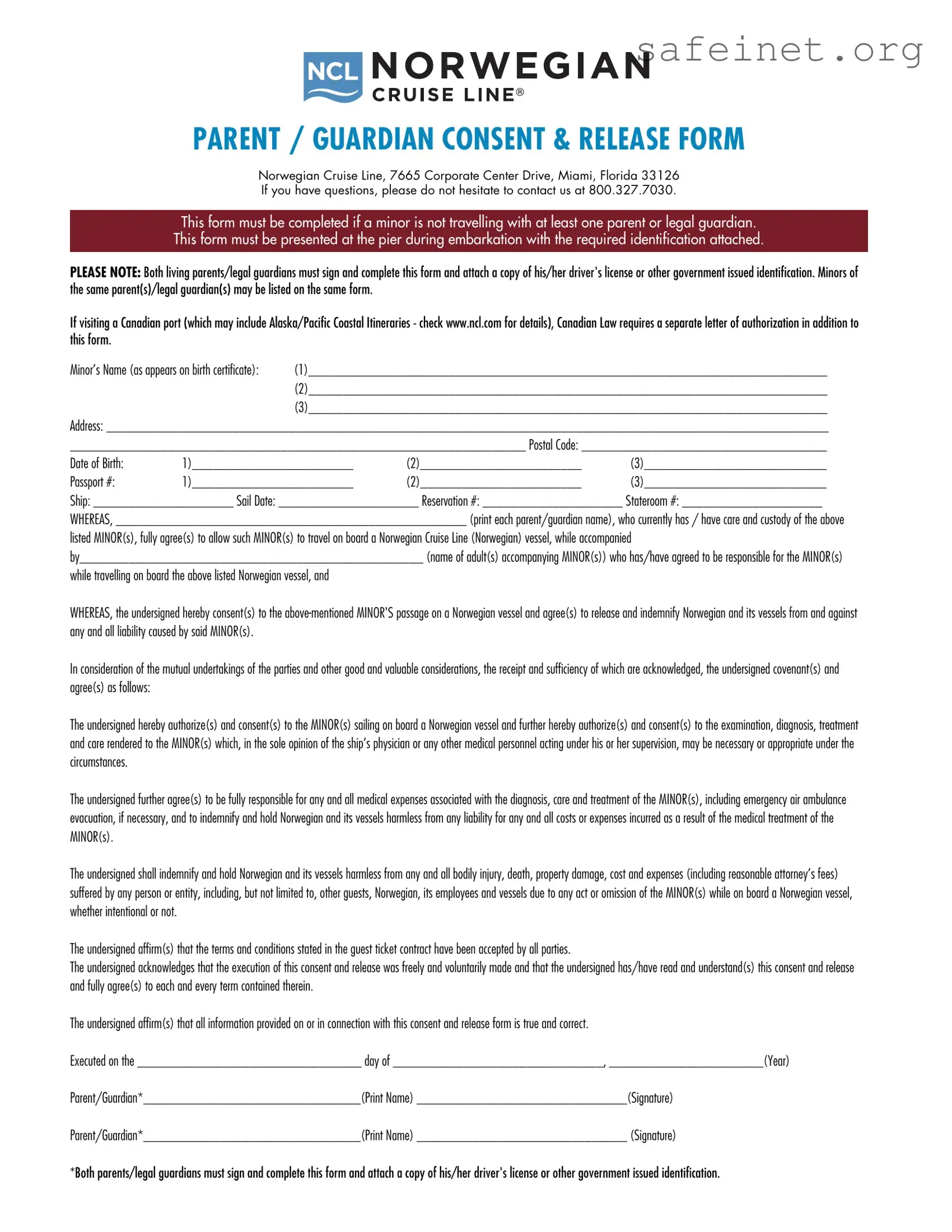 Blank NCL Parental Consent Template