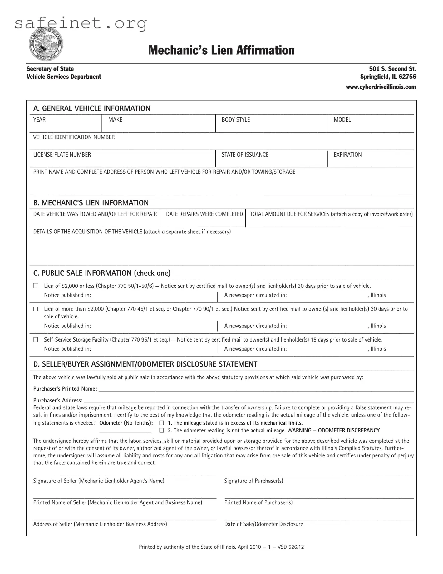 Blank Cyberdrive Illinois Mechanics Lien Template