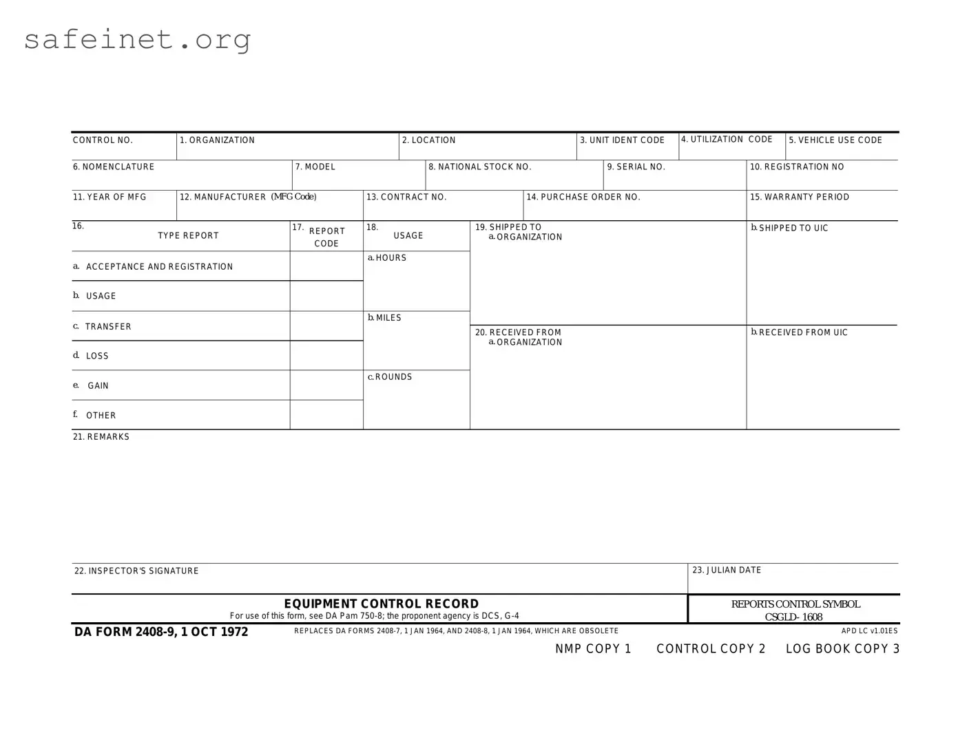 Blank Da 2408 9 Template