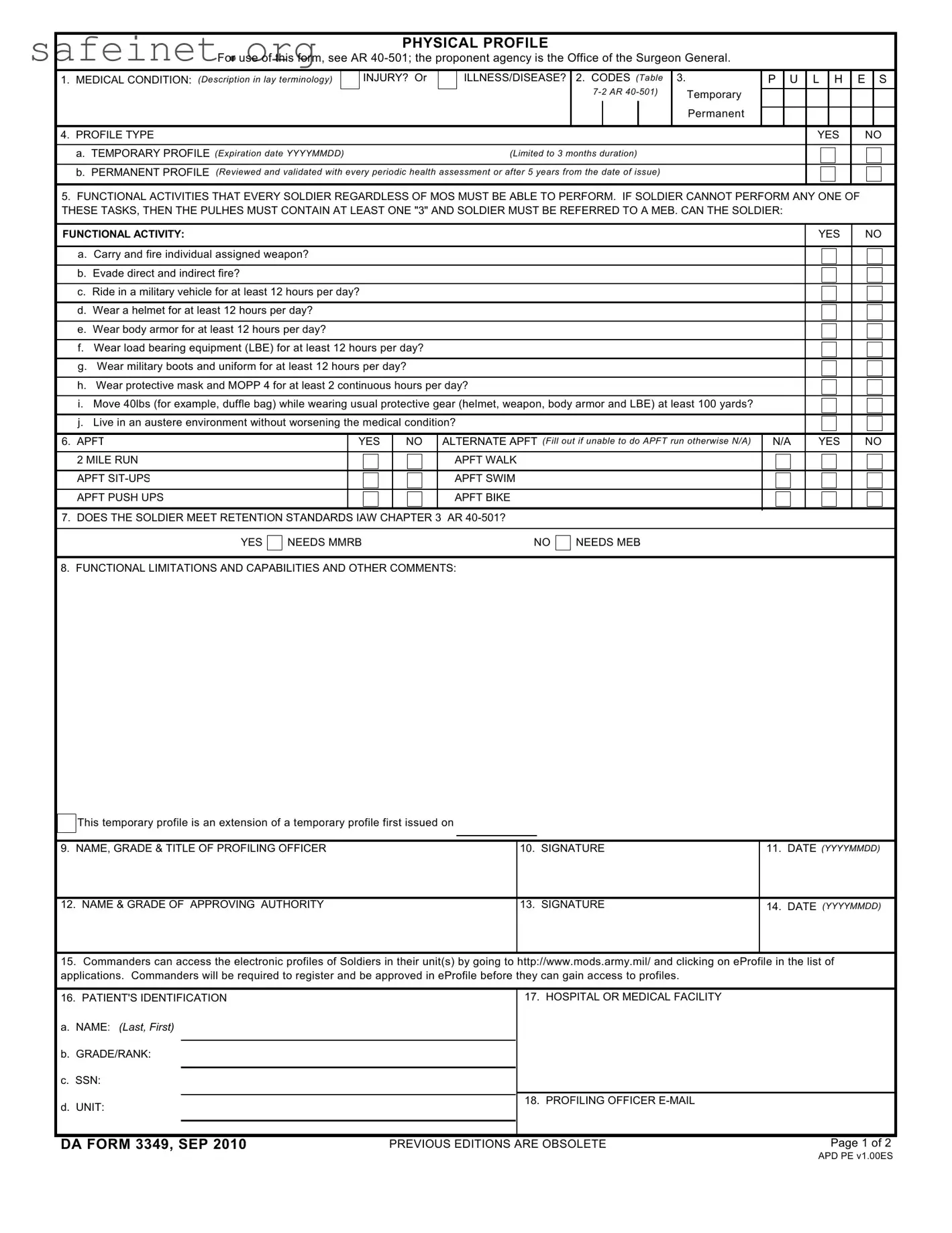 Blank Da 3349 Template