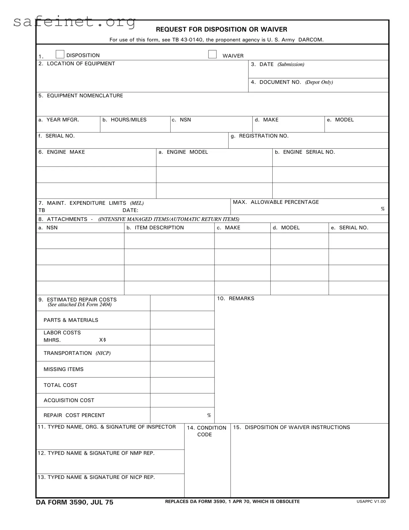Blank Da 3590 Template