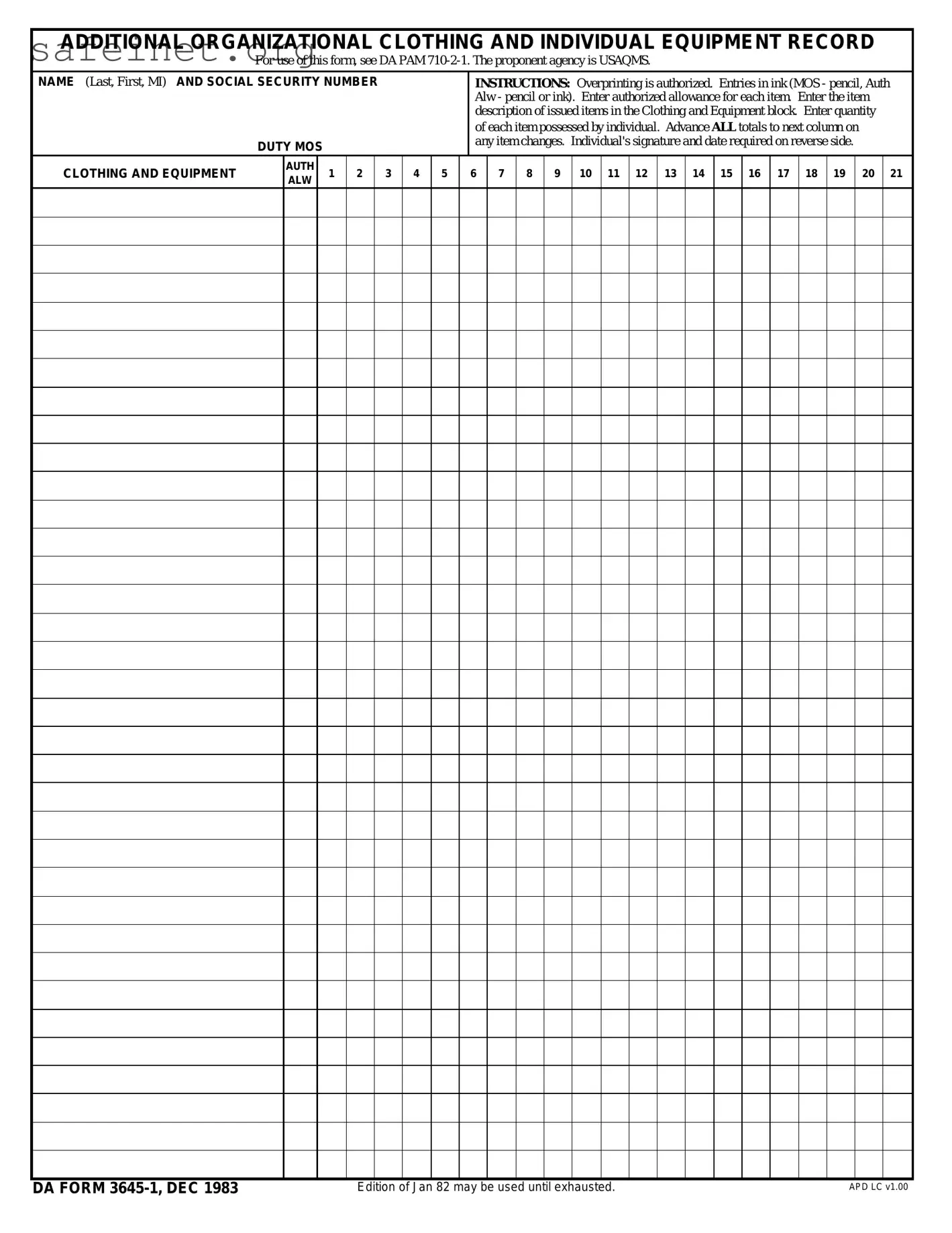 Blank Da 3645 1 Template