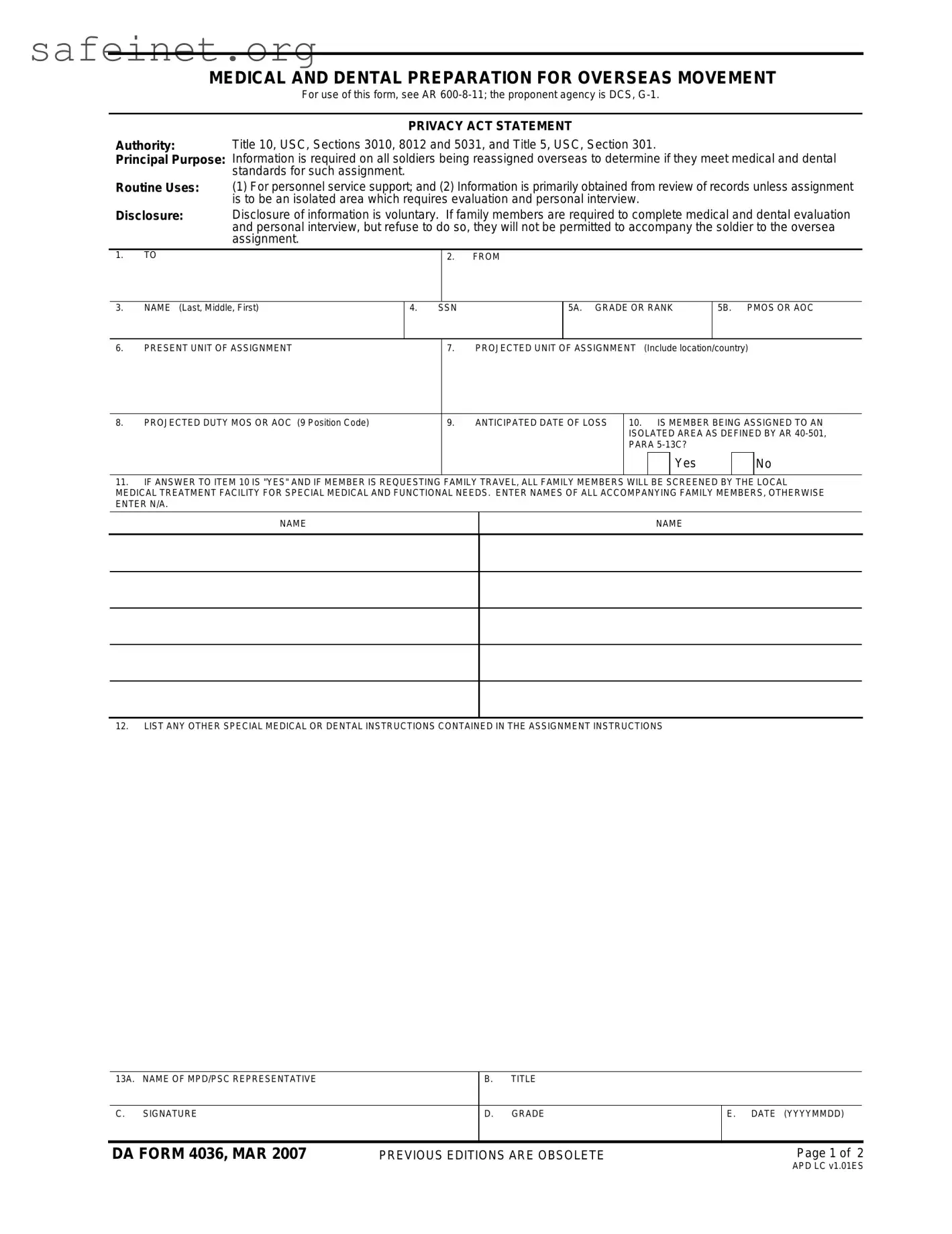 Blank Da 4036 Template