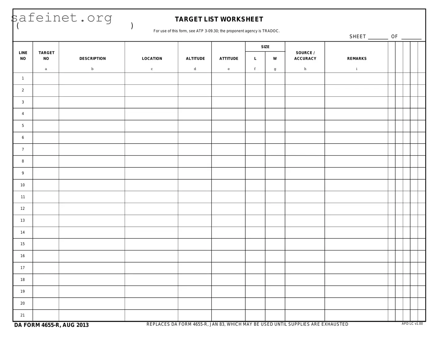 Blank Da 4655 R Template