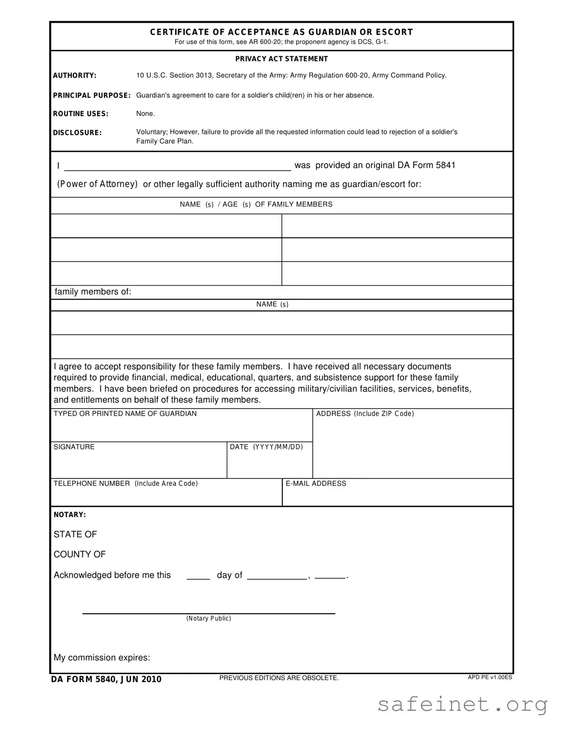 Blank Da 5840 Template